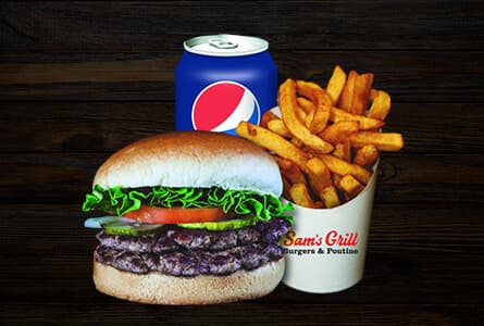 Burger régulier, frites et boisson gazeuse
